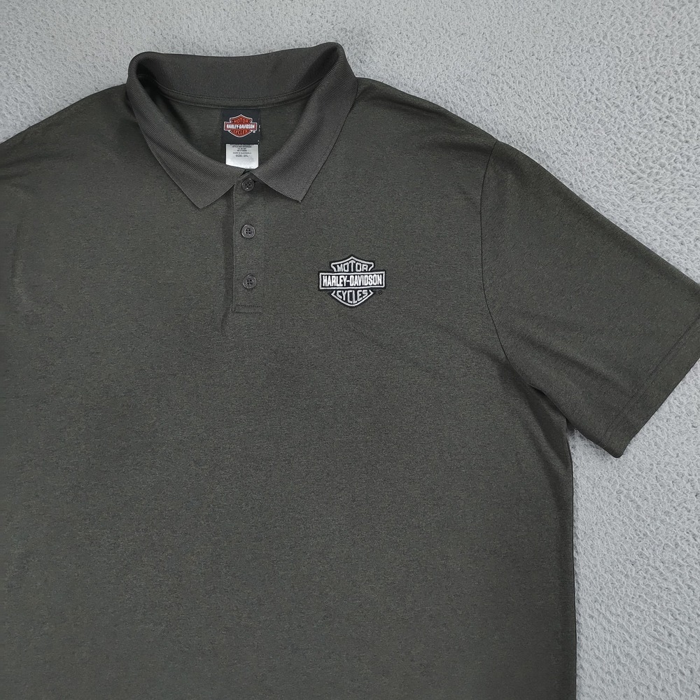 Harley-Davidson Polo Shirt Mens 2XL Gray Embroidered Bar Shield Las Vegas Biker